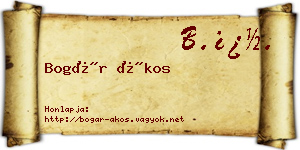 Bogár Ákos névjegykártya