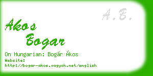 akos bogar business card